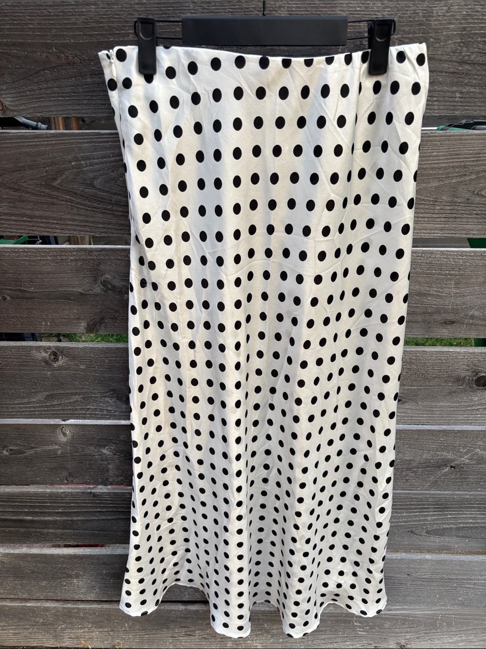 SHEIN White Maxi Skirt with Black Polka Dots